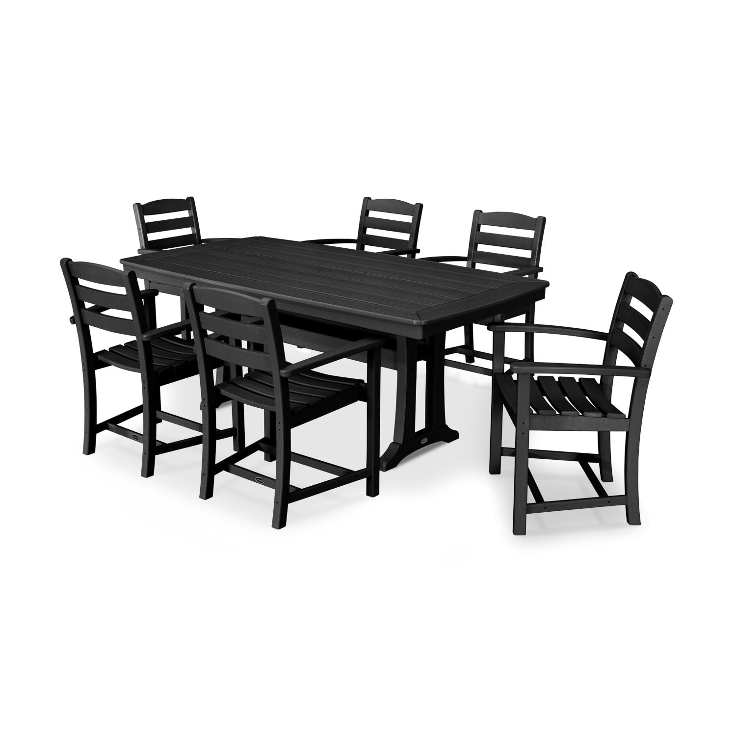 POLYWOOD La Casa Cafe Black 7 Piece Arm Chair Dining Set thumbnail