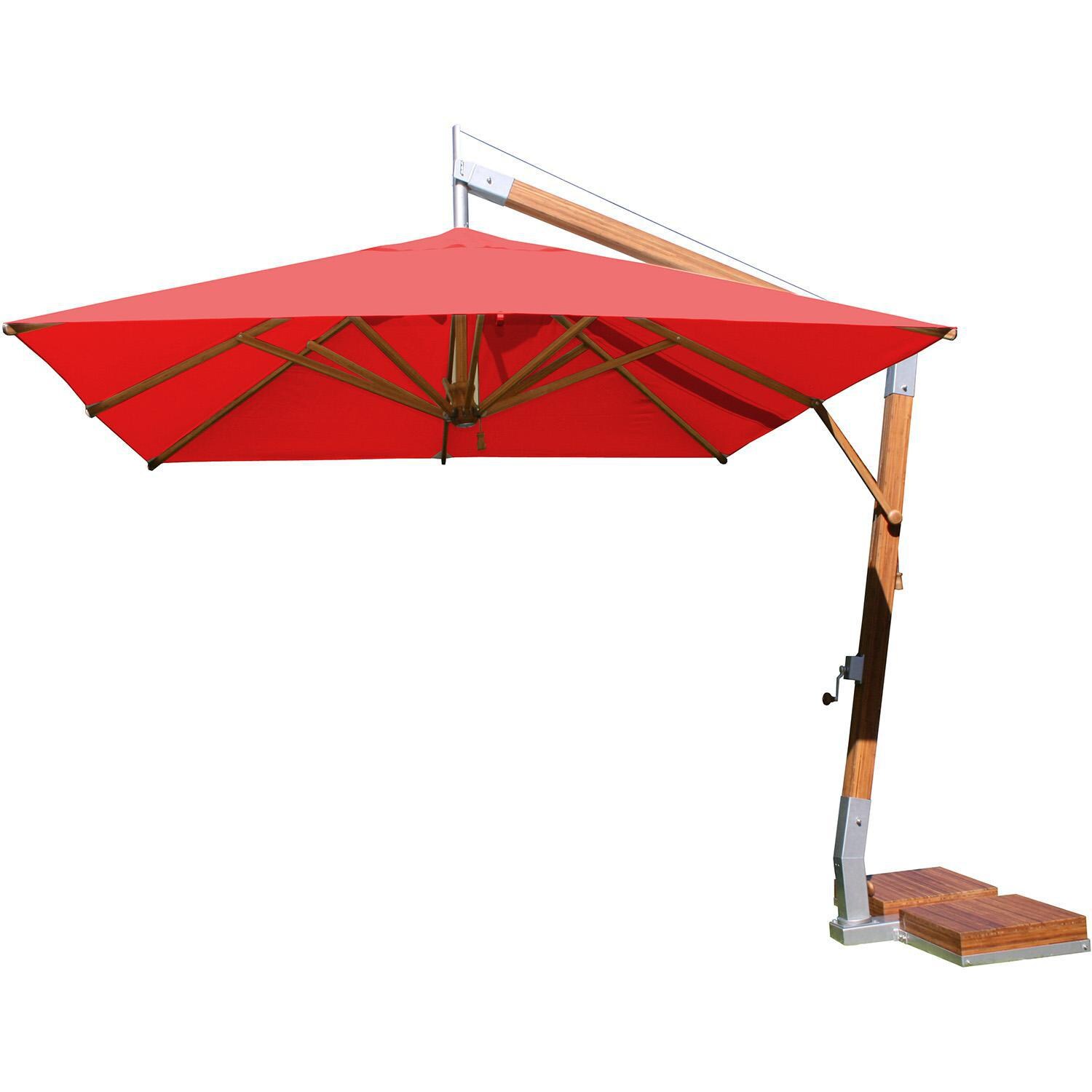 Bambrella Levante 10-Foot Square Side Wind Umbrella - Red Canopy