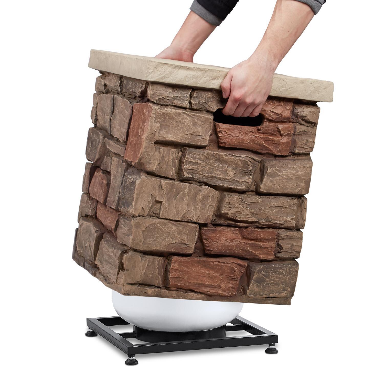 Lakeview Outdoor Designs SC-11815-BF Baywood Square Propane Tank Cover with Faux Stone Finish - Demonstration thumbnail