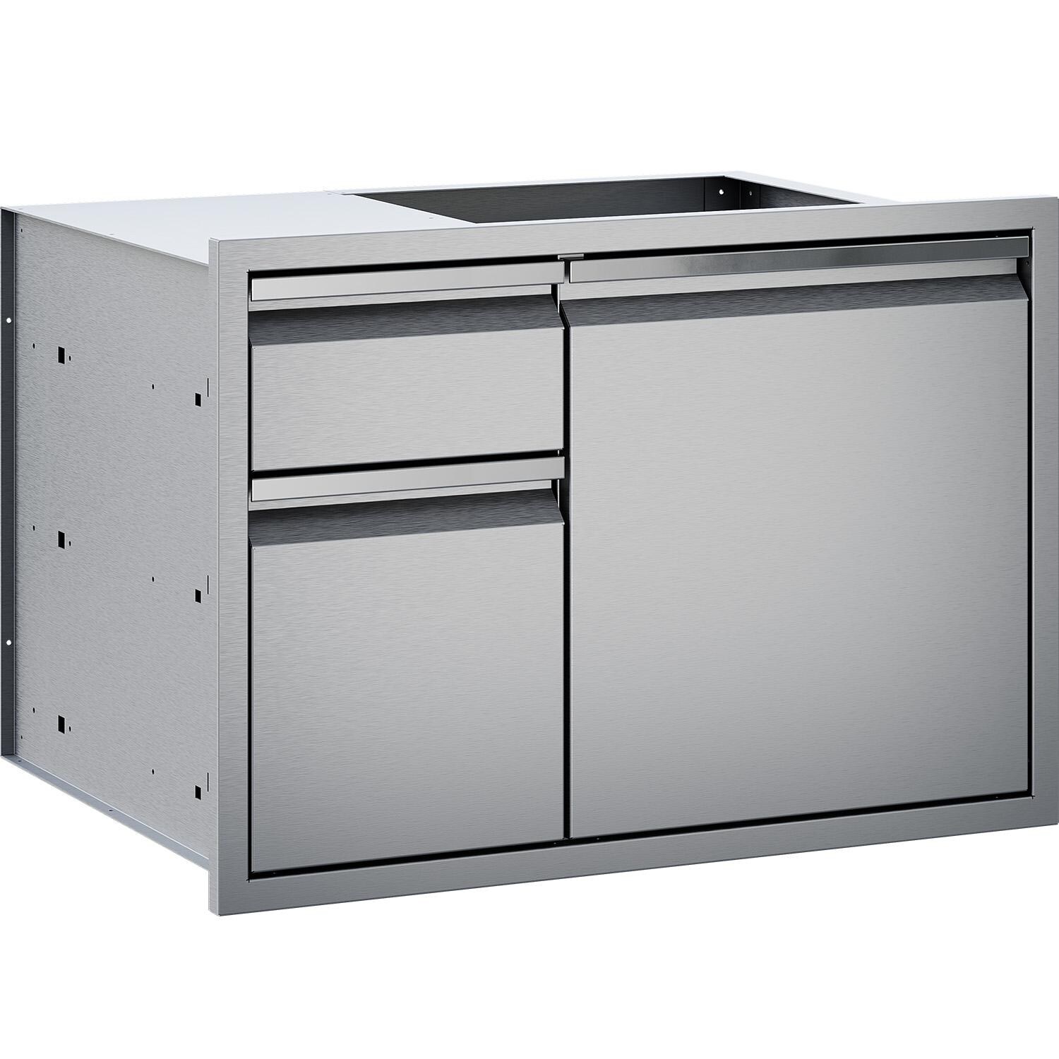 Twin Eagles TEDD302-B 30-in Stainless Steel Access Door & Double Drawer Combo - Angled - White Background thumbnail