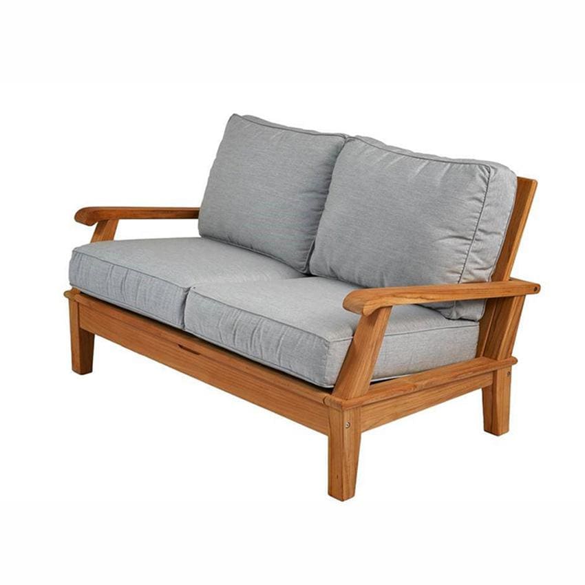 Royal Teak Collection MIA2G Miami 2 Person Teak Loveseat w/ Sunbrella Cushions in Canvas Granite - Loveseat - White Background thumbnail