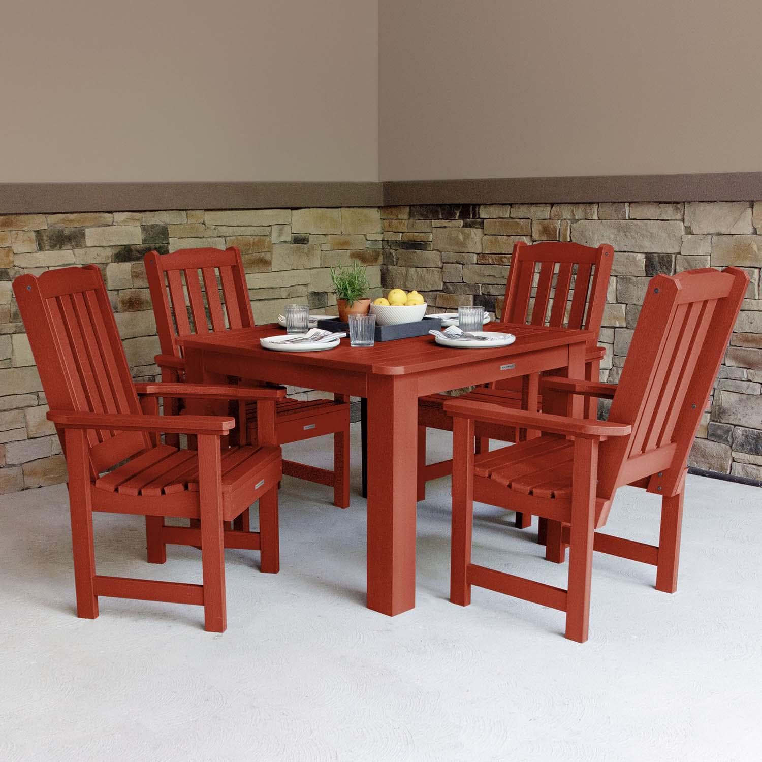 Hart Lane 5 Pc Square Dining Set in Rustic Red By Lakeview Outdoor Designs - Lifestyle thumbnail