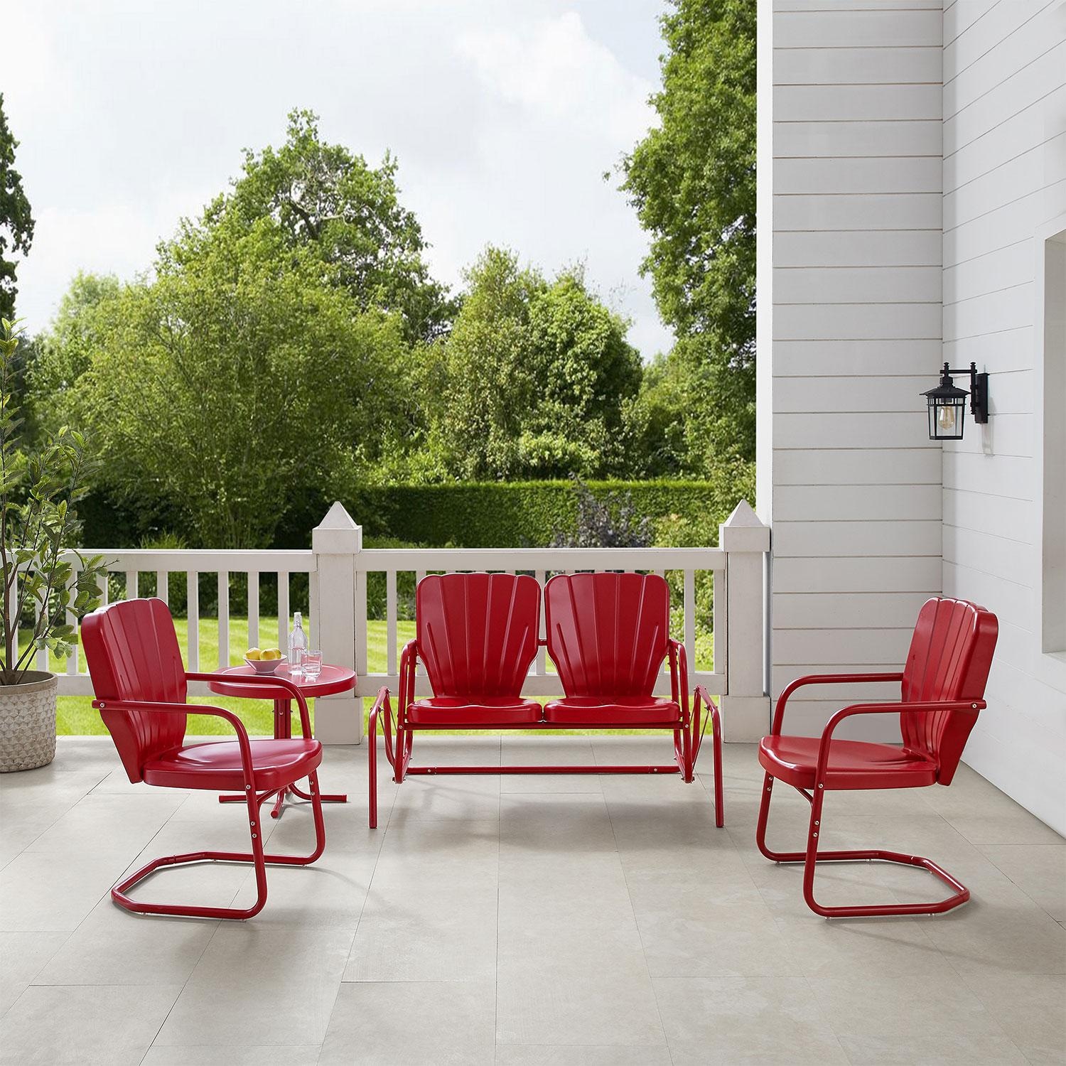 Ultimate Patio Fieldlook 4 Pc Steel Seating Set in Bright Red Gloss by - UP-32255RE
