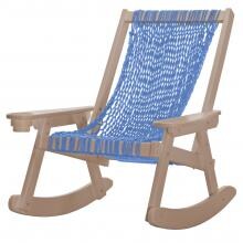 Pawleys Island Coastal DuraCord Patio Rope Rocking Chair - Coastal Blue - Weatherwood Frame image