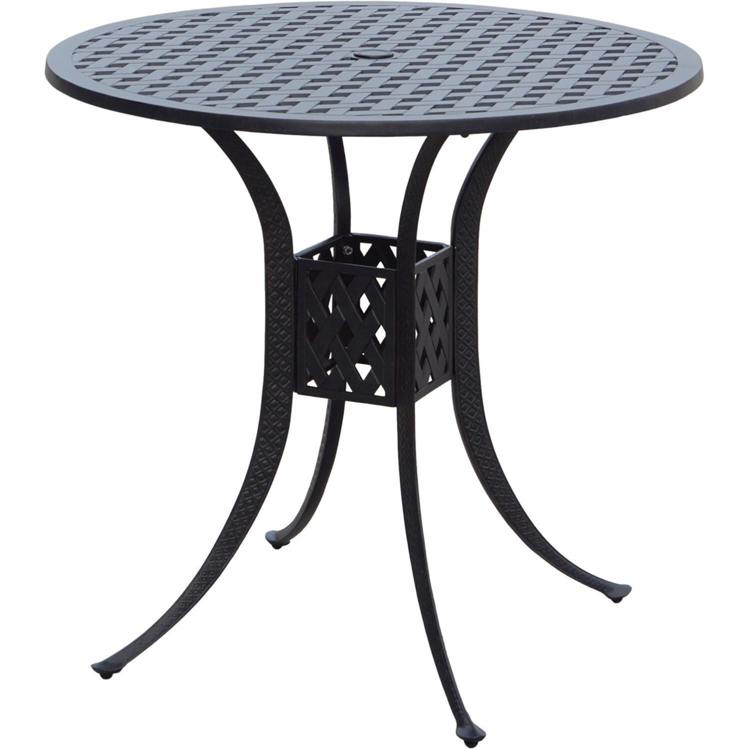 Nassau 5 Pc Patio Bar Set w/ 42 Inch Round Bar Table in Antique Bronze/Sesame by Darlee - Table - White Background thumbnail