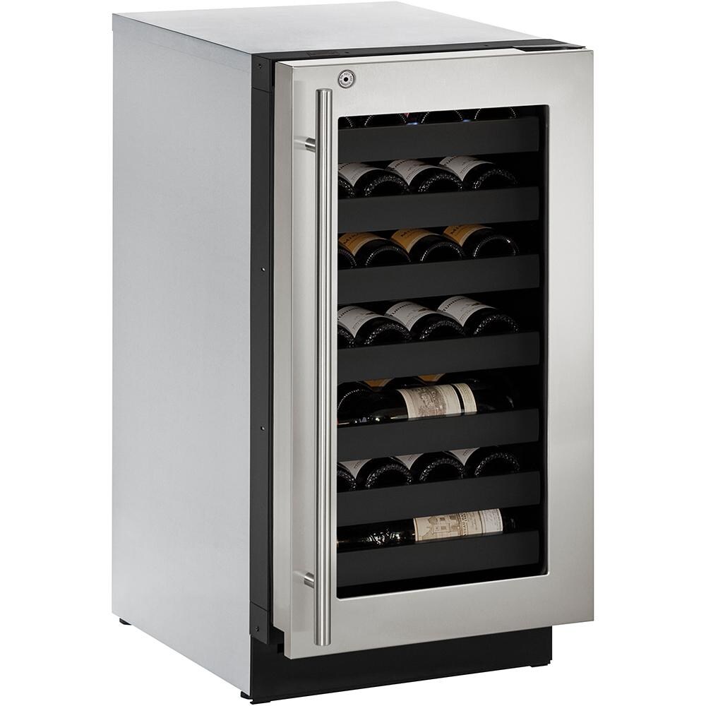 U-Line 3000 Series 18-Inch 31 Bottle Right Hinge Wine Captain With Lock - Stainless Steel - U-3018WCS-13B