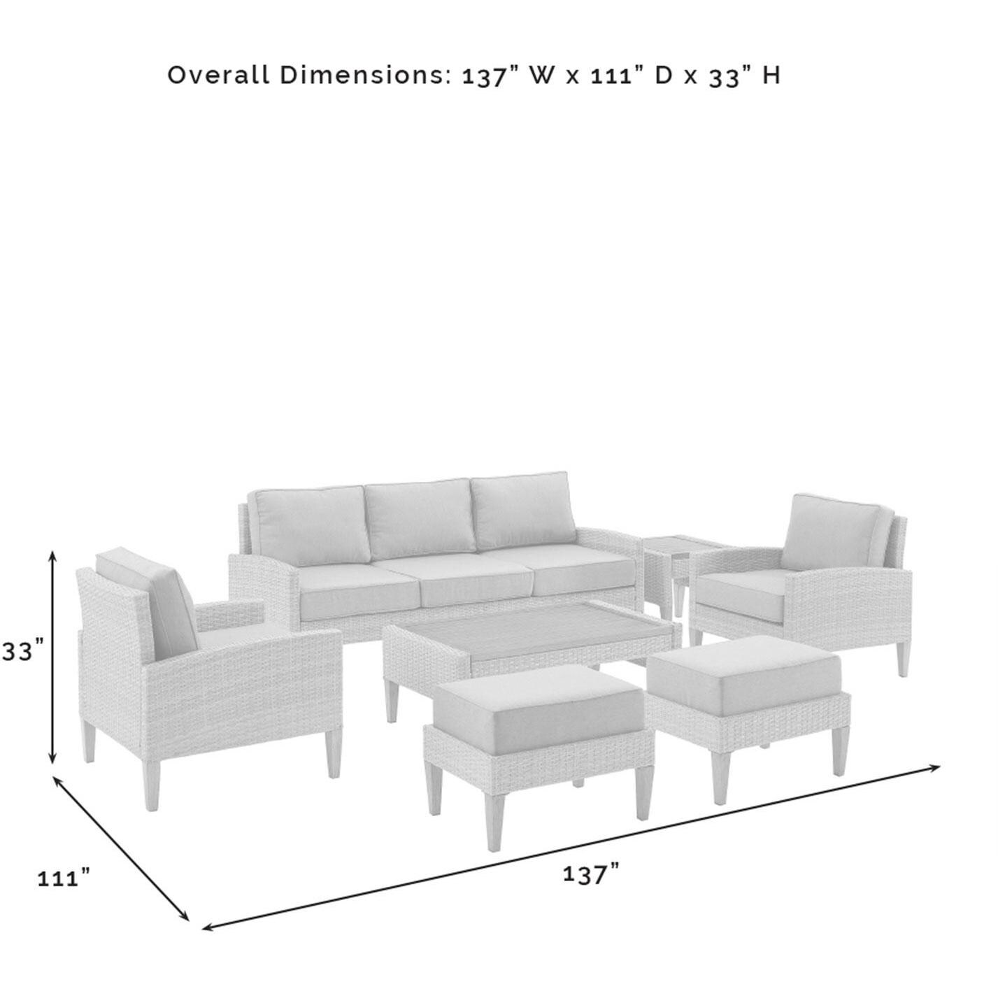 Ultimate Patio UP-92431GY-AC 7Pc Wicker Outdoor Sofa Patio Furniture Set in Acorn - Overall Dimensions - Diagram thumbnail