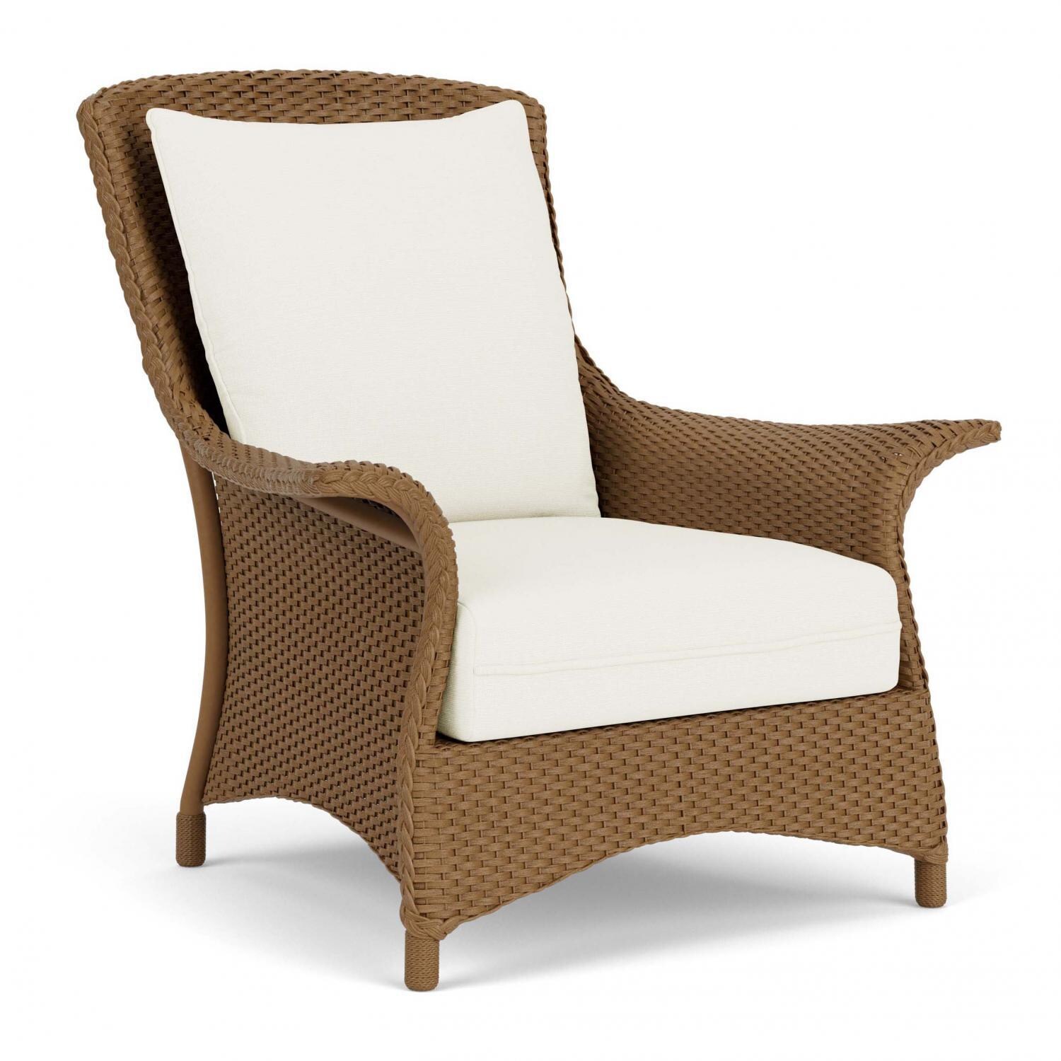 Lloyd Flanders Mandalay Lounge Chair in Hickory Finish with Sailcloth Salt fabric - Angled thumbnail