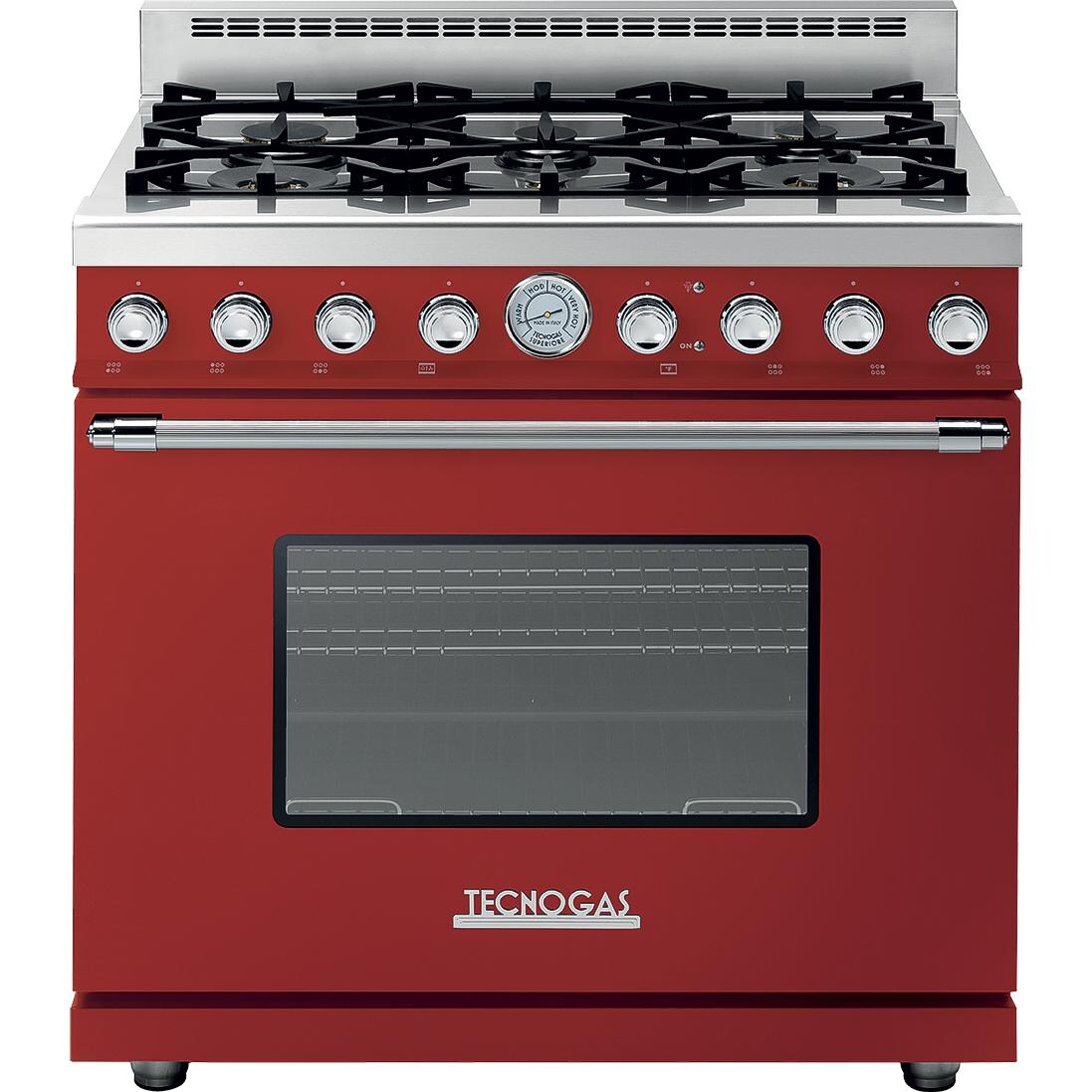 Tecnogas Superiore 36Inch DECO Natural Gas Range With 6 Burners Red