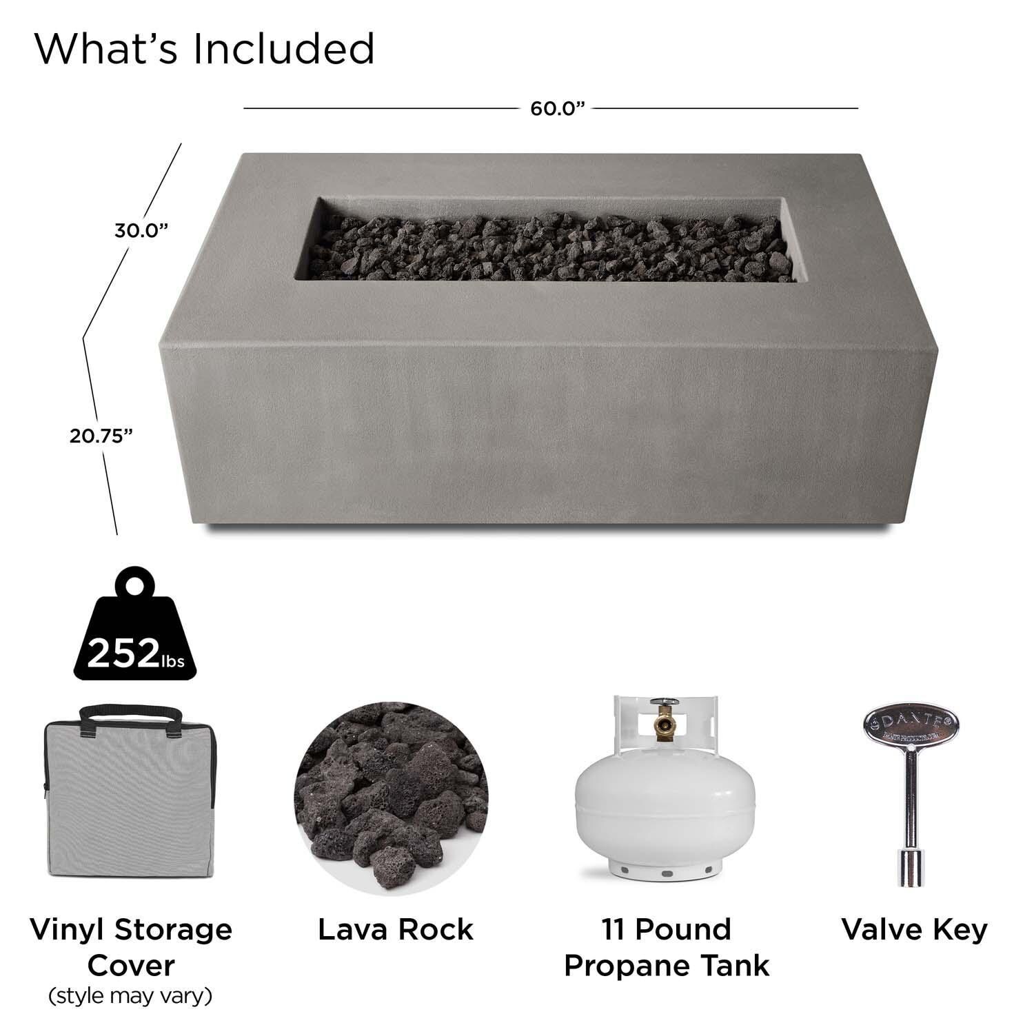 Olliewood 60 Inch Rectangular Glass Fiber Reinforced Concrete Propane Fire Pit Table in Flint by BBQGuys Signature - Included thumbnail