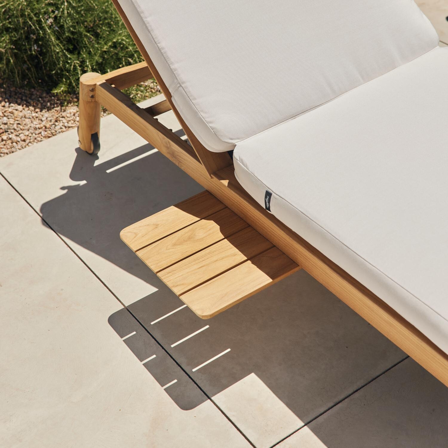 Neighbor HVN-SL1-GR Sunlounger W/ Sunbrella Cushions - Side Shelf (Canvas Fabric Color Shown) thumbnail