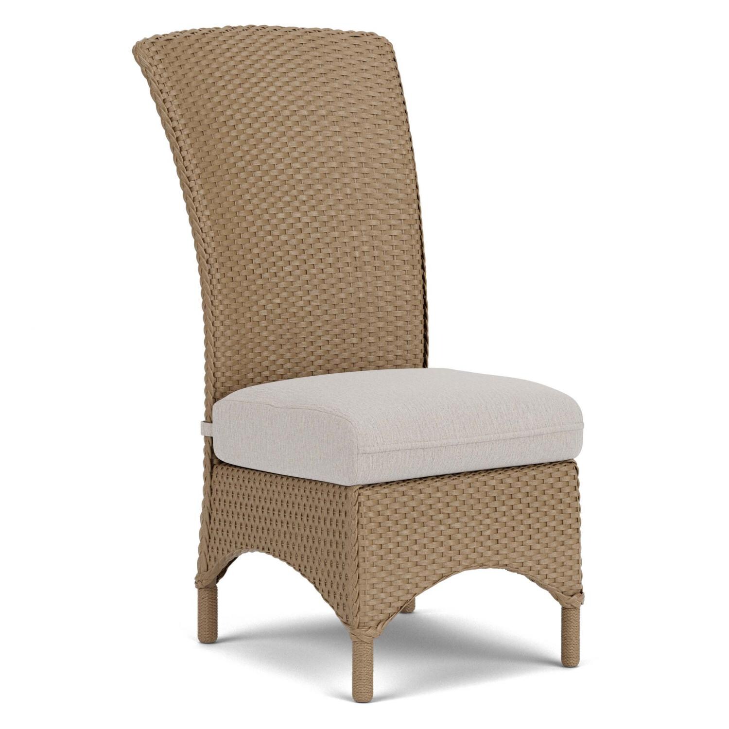Lloyd Flanders Mandalay Armless Dining Chair in Fawn Finish with Sailcloth Salt Fabric - Angled thumbnail