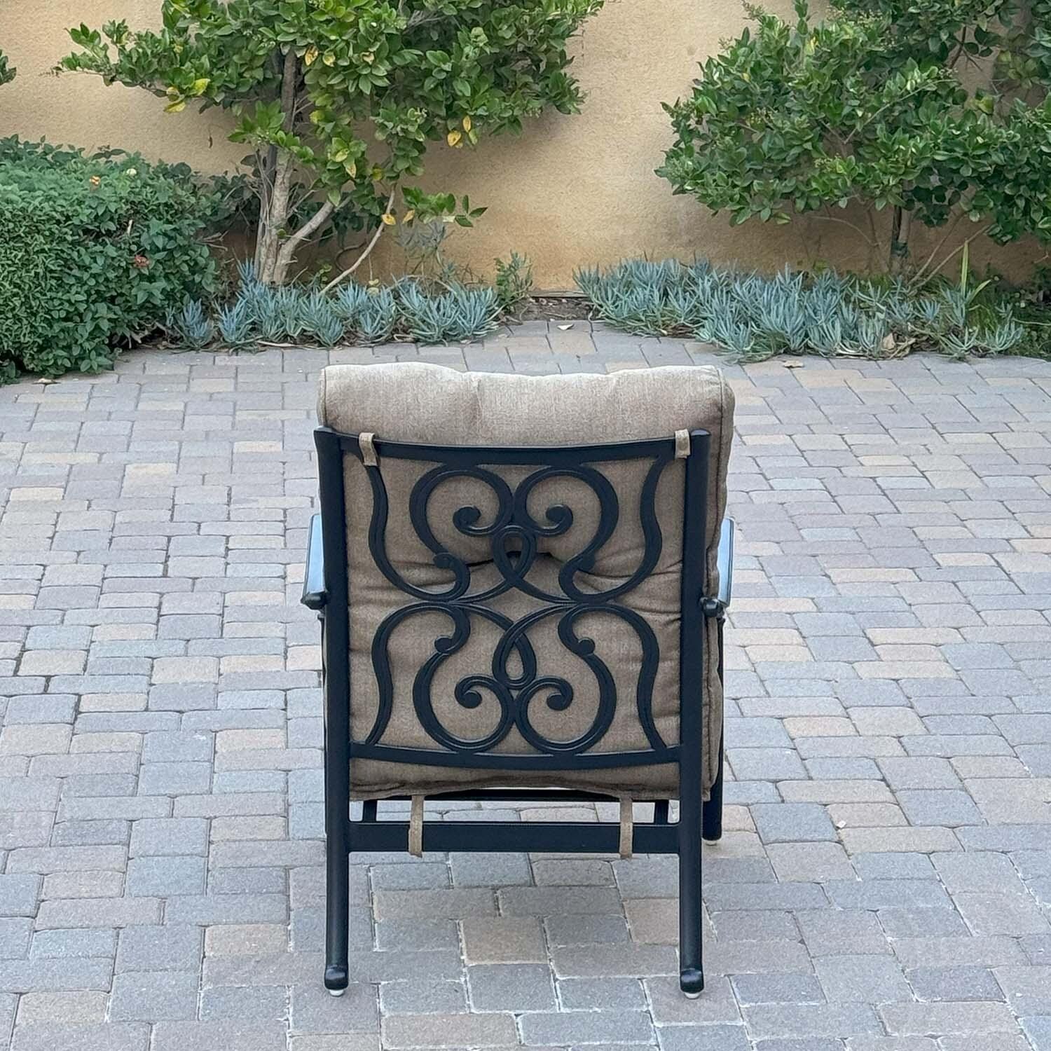 Santa Anita 8 Pc Cast Aluminum Seating Set in Antique Bronze/Heather Beige by Darlee - Chair Back View - Lifestyle thumbnail