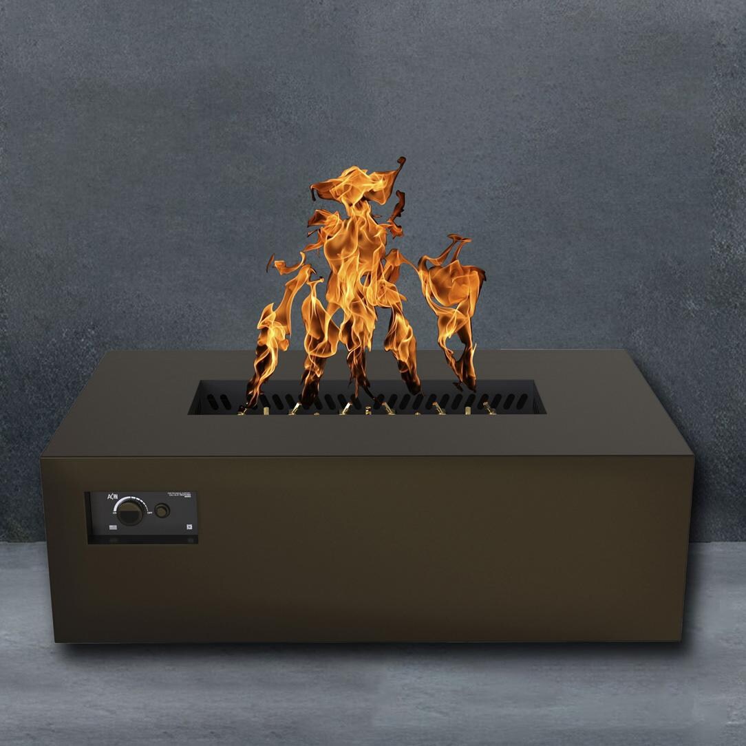 AON 48 x 30 Inch Rectangular Powder Coated Steel Natural Gas Fire Pit Table W/ Mercury Ignition in Bronze By Warming Trends - Fire - Detail thumbnail