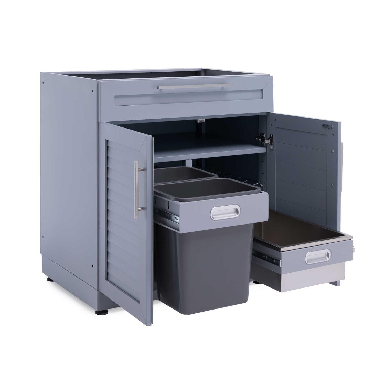 NewAge Outdoor Kitchen Coastal Gray Aluminum 32-Inch Bar Cabinet - Interior Storage View thumbnail