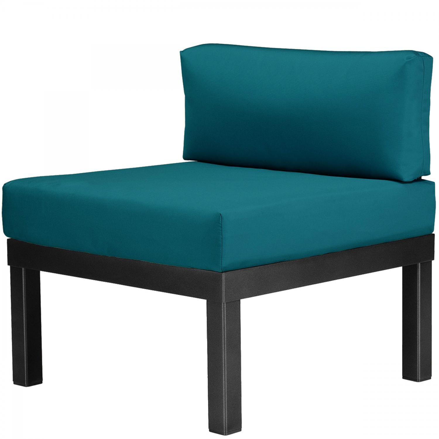 Ashbee Aluminum Armless Patio Sectional Chair By Telescope Casual - Textured Black/Peacock thumbnail