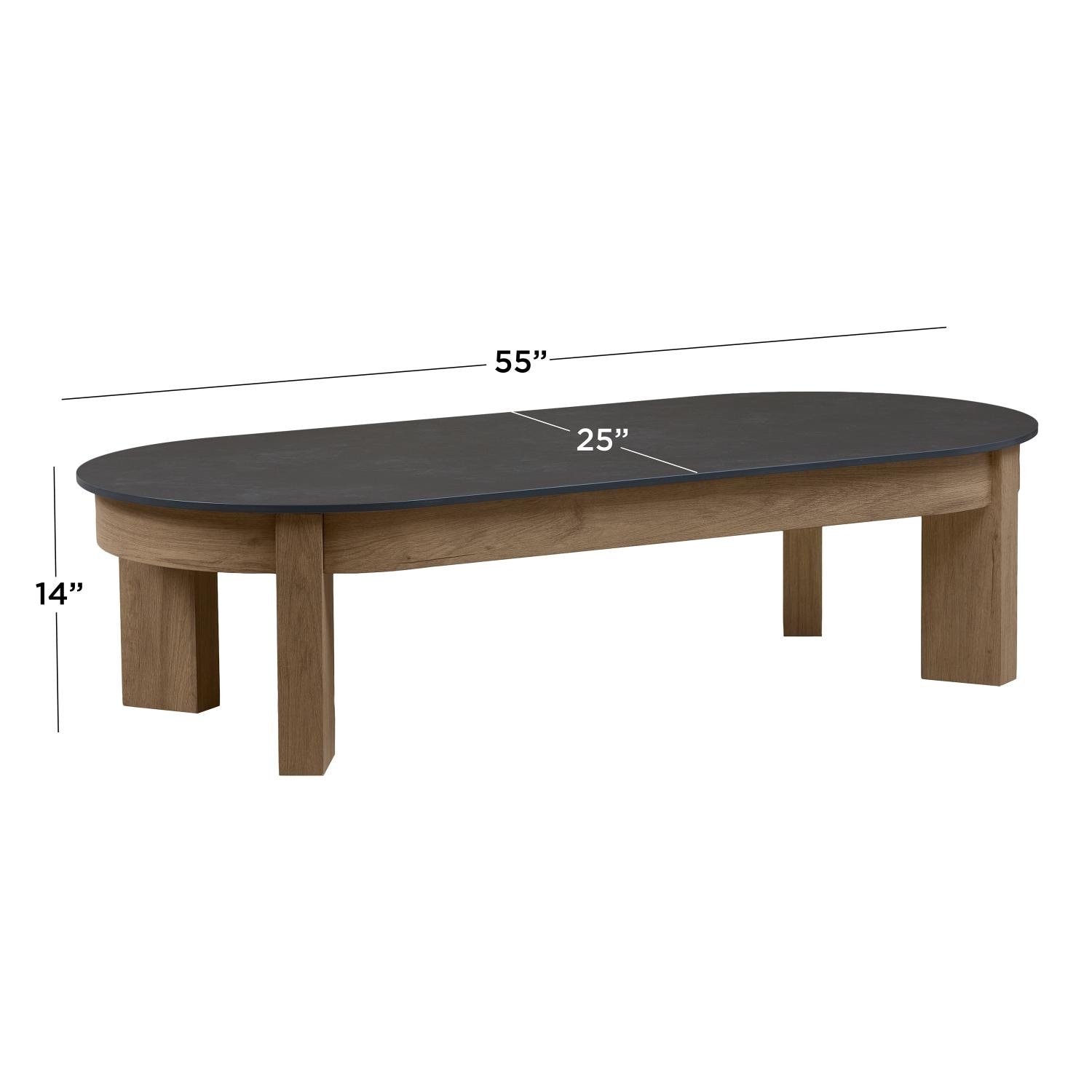 Heritage 25-in Aluminum Coffee Table in Beechwood by Lakeview Outdoor Designs - Dimensional thumbnail