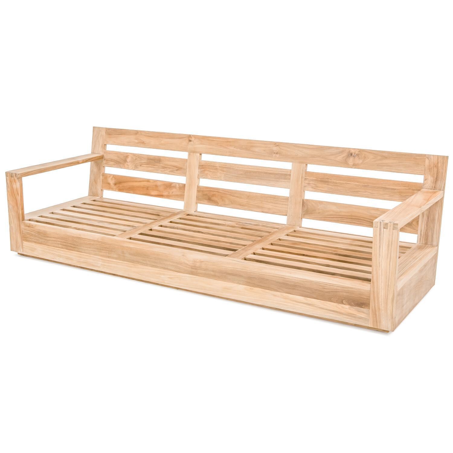 Teak + Table Atlantic Teak Patio Sofa in Sand - Frame - White Background thumbnail