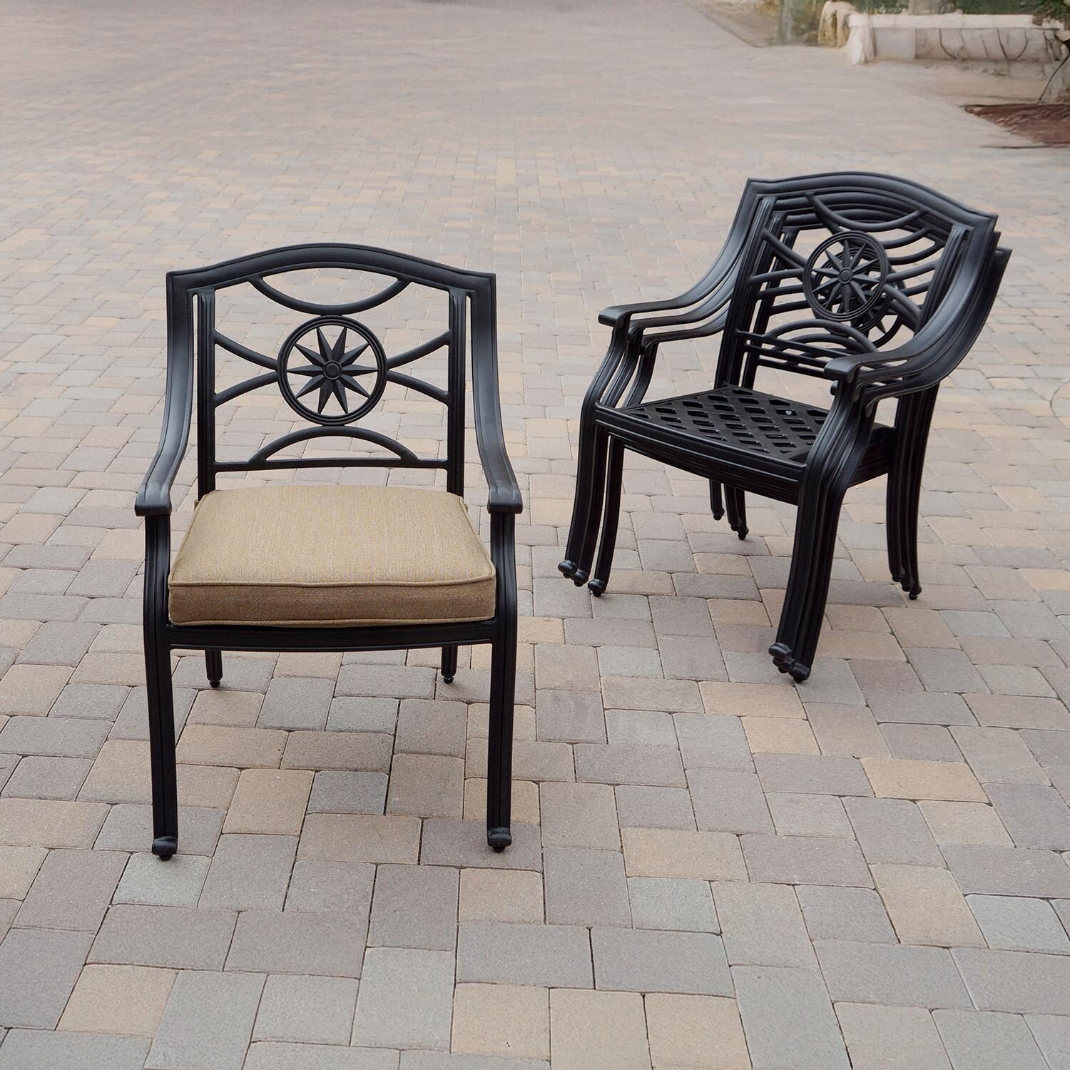 Darlee B/DL503-7PCD-26D Ten Star 7 Pc Cast Aluminum Dining Set in Antique Bronze - Stackable Chairs - Lifestyle