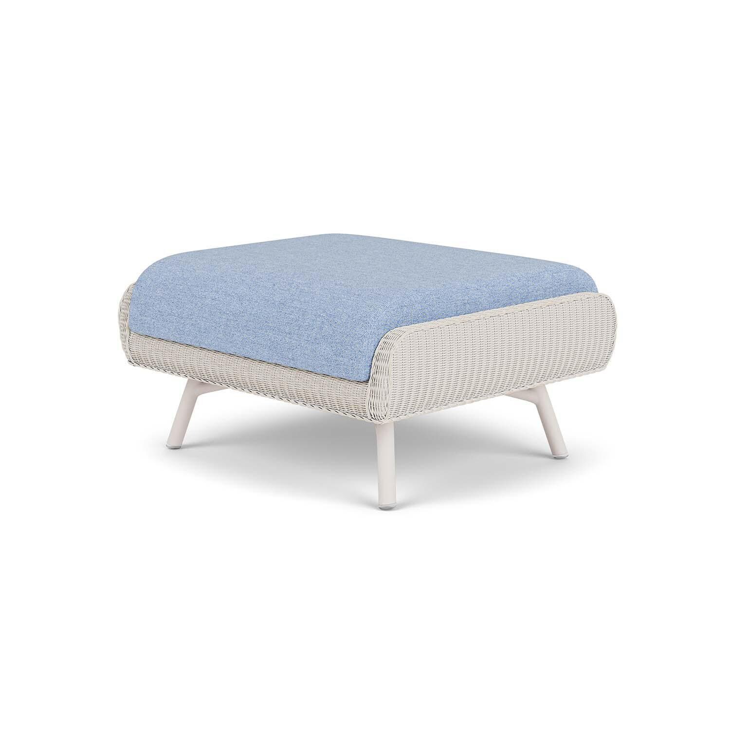 Lloyd Flanders Essence Ottoman W/Demo Skyway Fabric - Antique White Finish - Back Right thumbnail