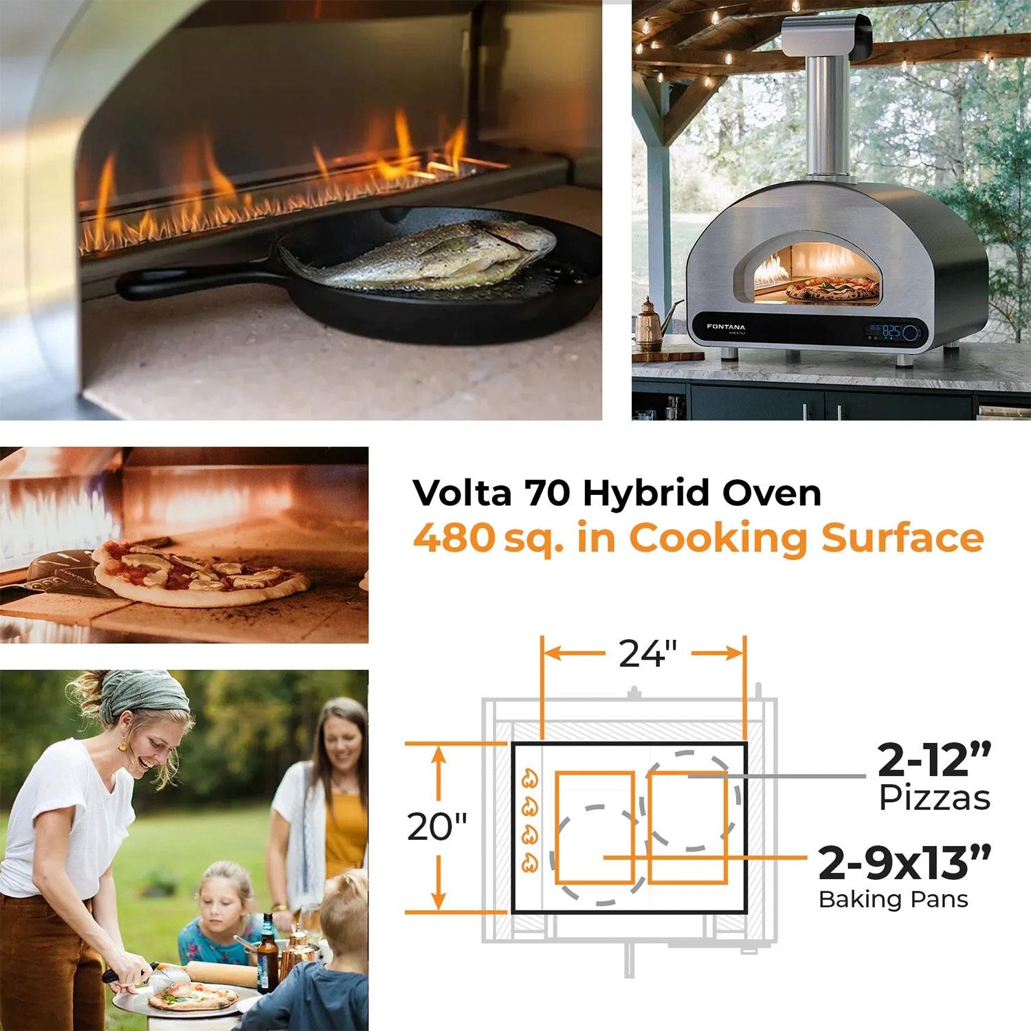 Fontana Forni Volta 90 Hybrid Outdoor Smart Oven - Black