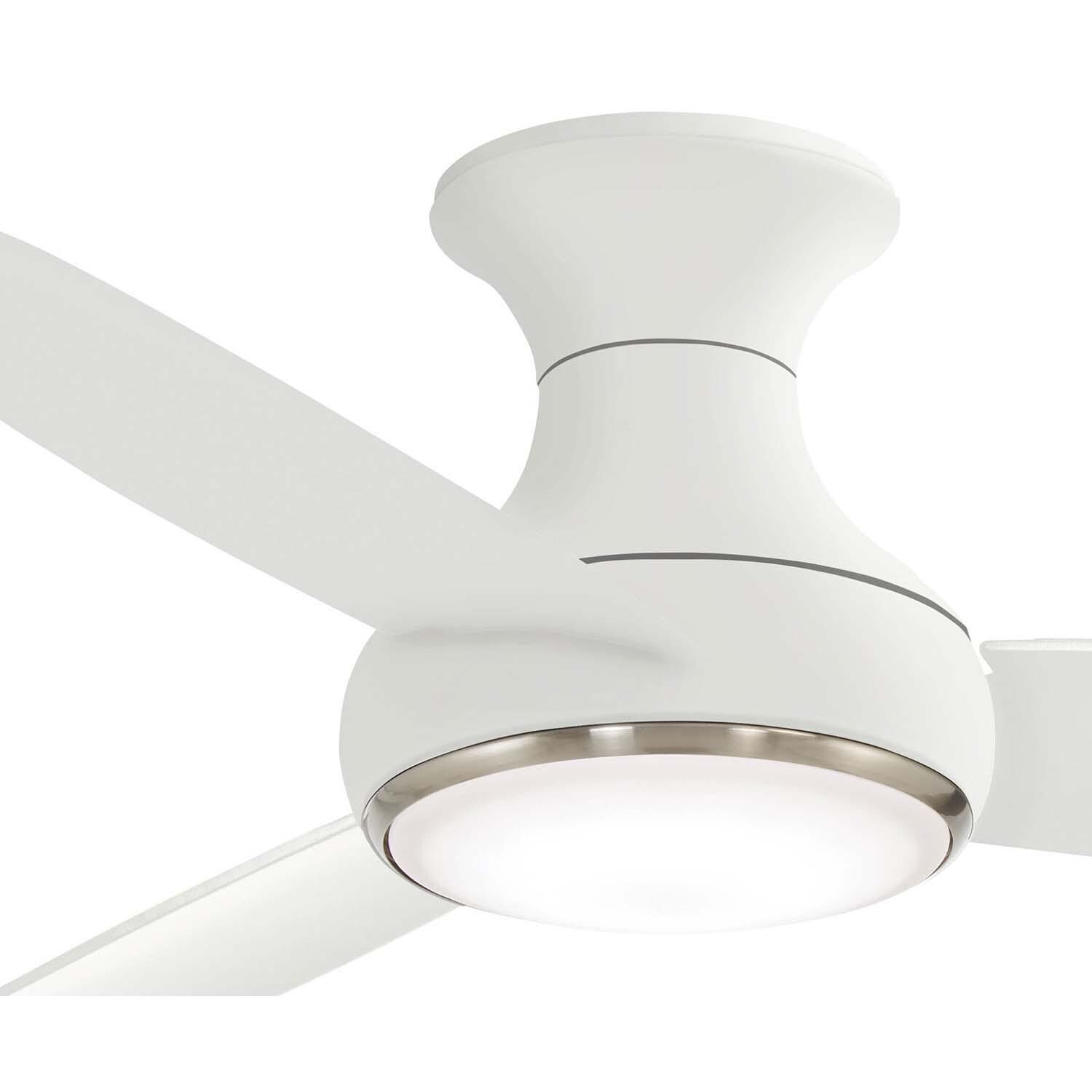 Minka-Aire F467L-WH Concept III 54-Inch 3-Blade LED Smart Ceiling Fan in White Finish W/ White Blades W/ Etched Opal Glass - Close Up thumbnail