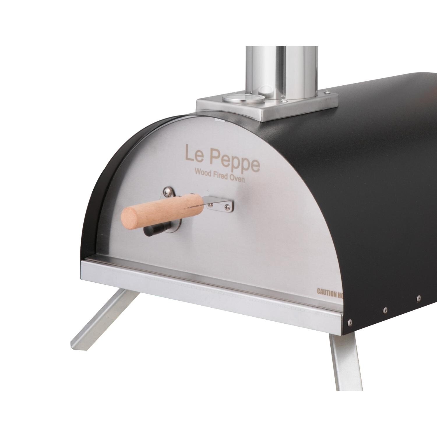 WPPO Le Peppe Portable Black Wood Fired Pizza Oven with Peel - WKE-01BLCK - Oven Door in place thumbnail