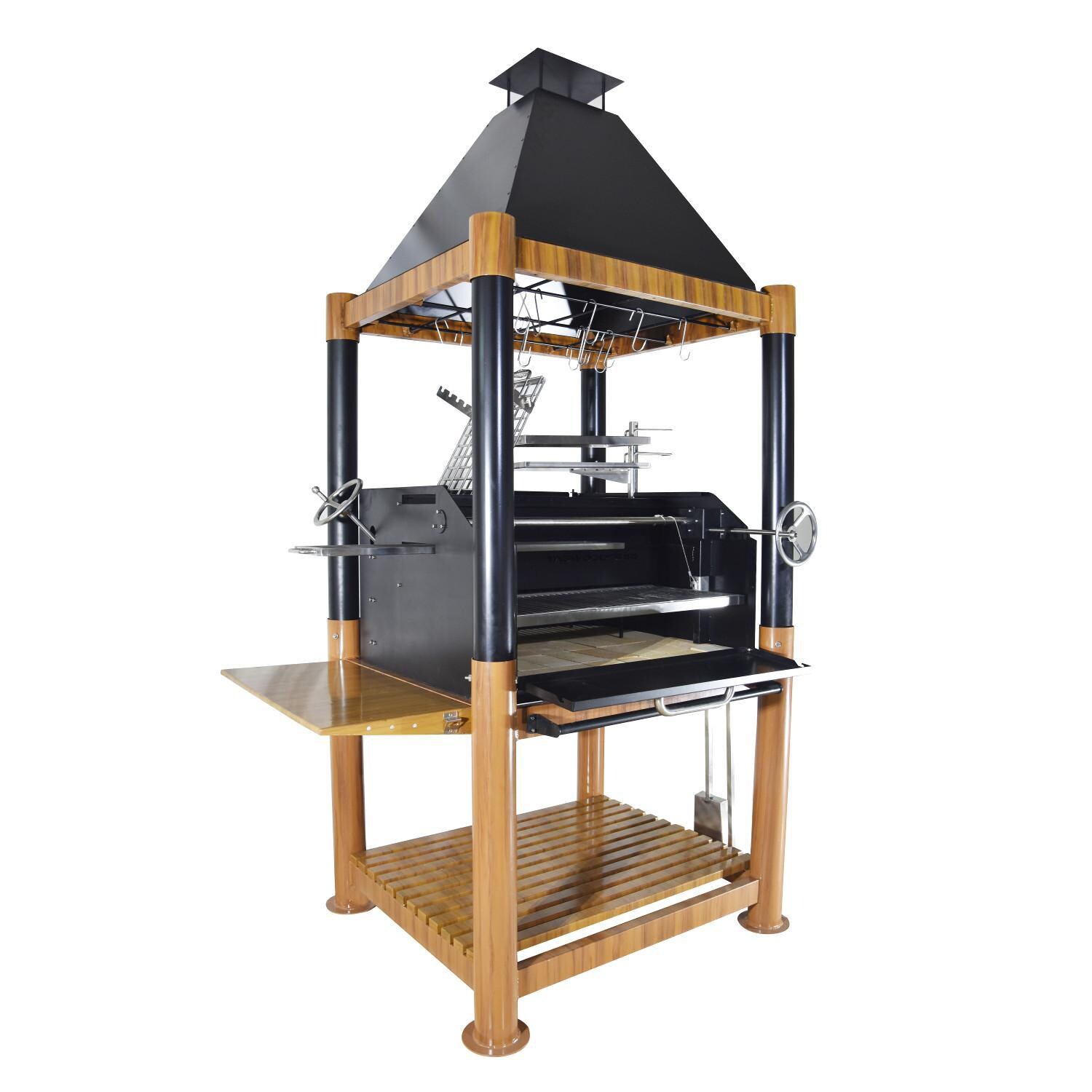 Tagwood BBQ02SI BBQ Beast Argentine Wood Fire & Charcoal Grill - Front Door Open thumbnail