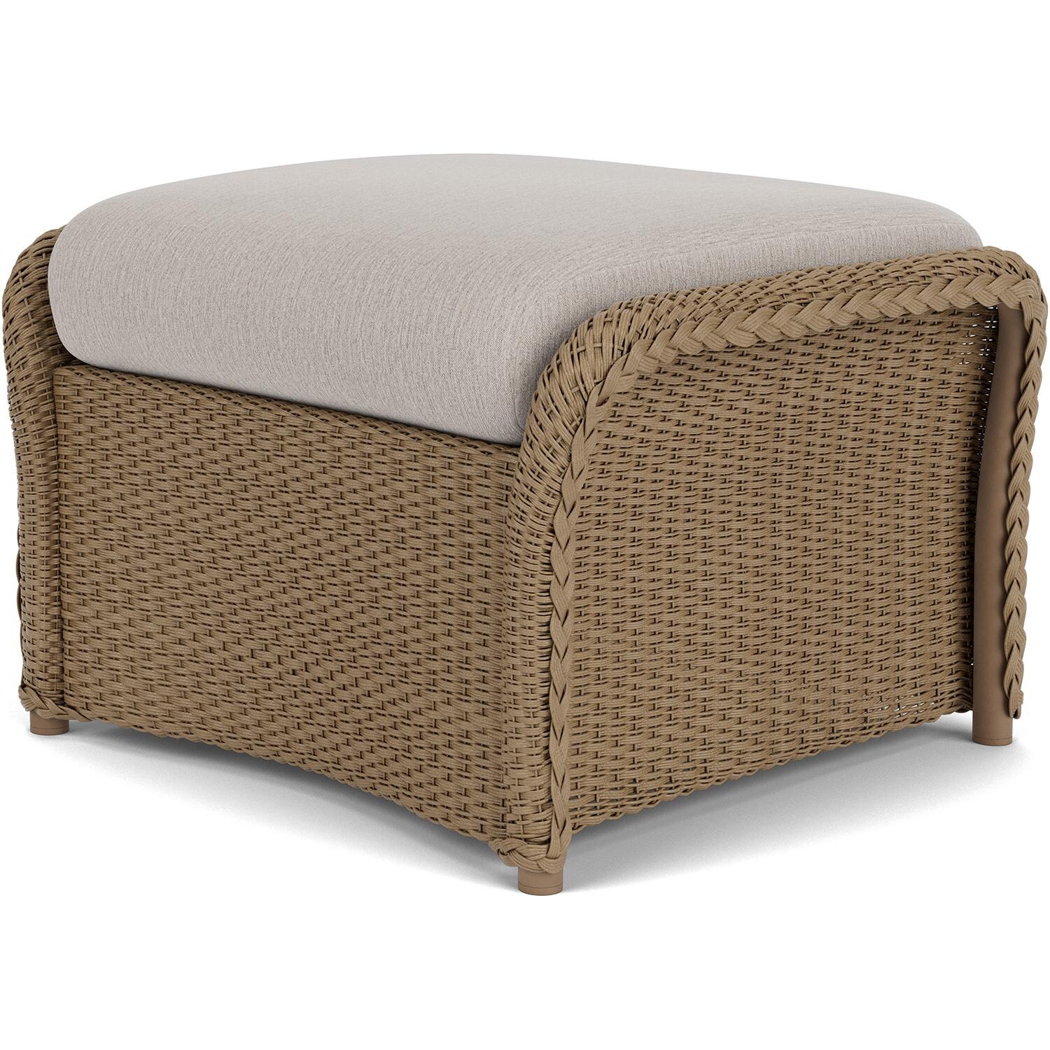 Lloyd Flanders Weekend Retreat Woven Ottoman in Fawn Finish W/ Remy Cloud Fabric - Back Right thumbnail
