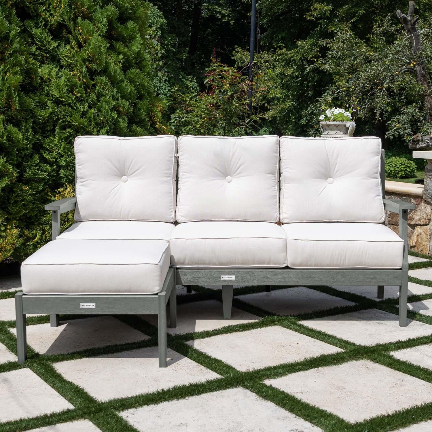 Blushing Bay 2 Pc Recycled Plastic Seating Set in Bliss Linen/Coastal Teak by Lakeview Outdoor Designs - Lifestyle thumbnail