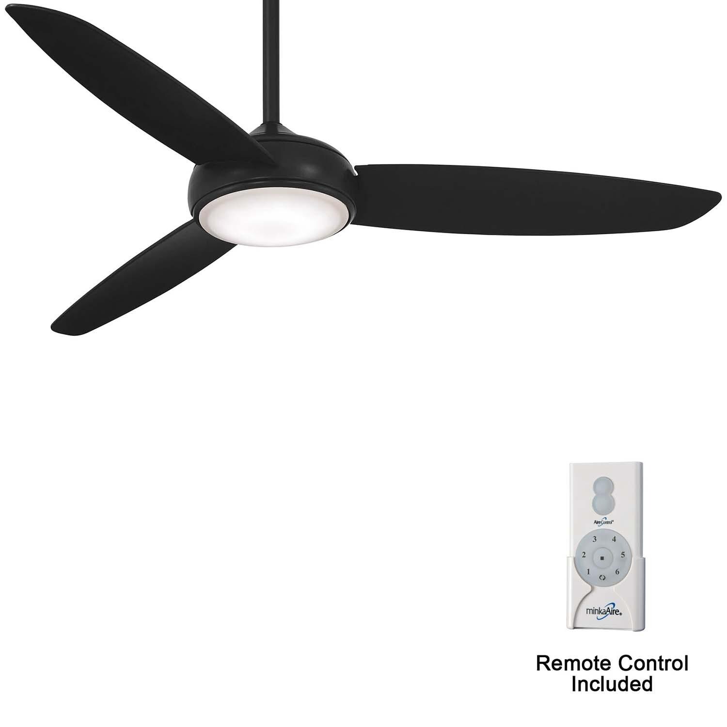 Minka-Aire F465L-CL Concept IV 54-Inch 3-Blade LED Smart Ceiling Fan in Coal Finish w/ Coal Blades & Etched Opal Glass - Remote Included thumbnail