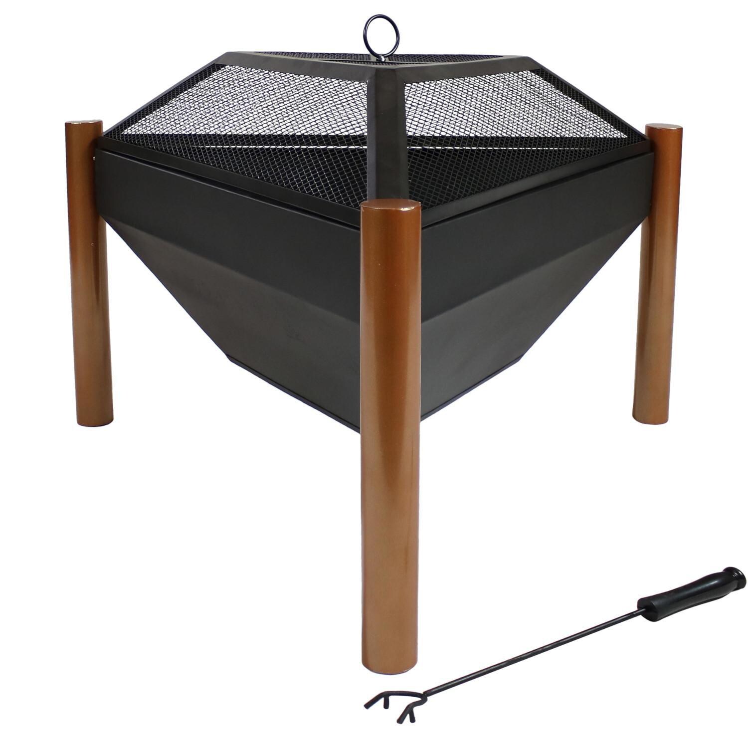 Ultimate Patio 31-Inch Steel Triangle Wood Burning Fire Pit & Side Table - Front View thumbnail