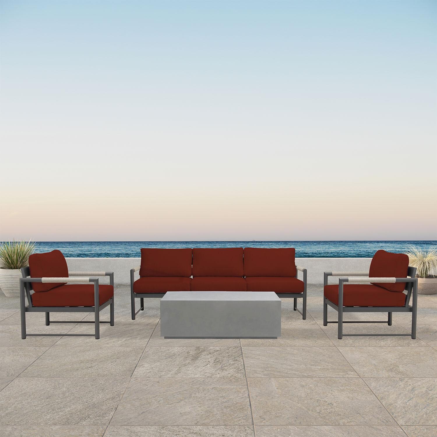 Avenue Bay 4 Pc Aluminum Sofa Set in Slate/Canvas Henna by Lakeview Outdoor Designs