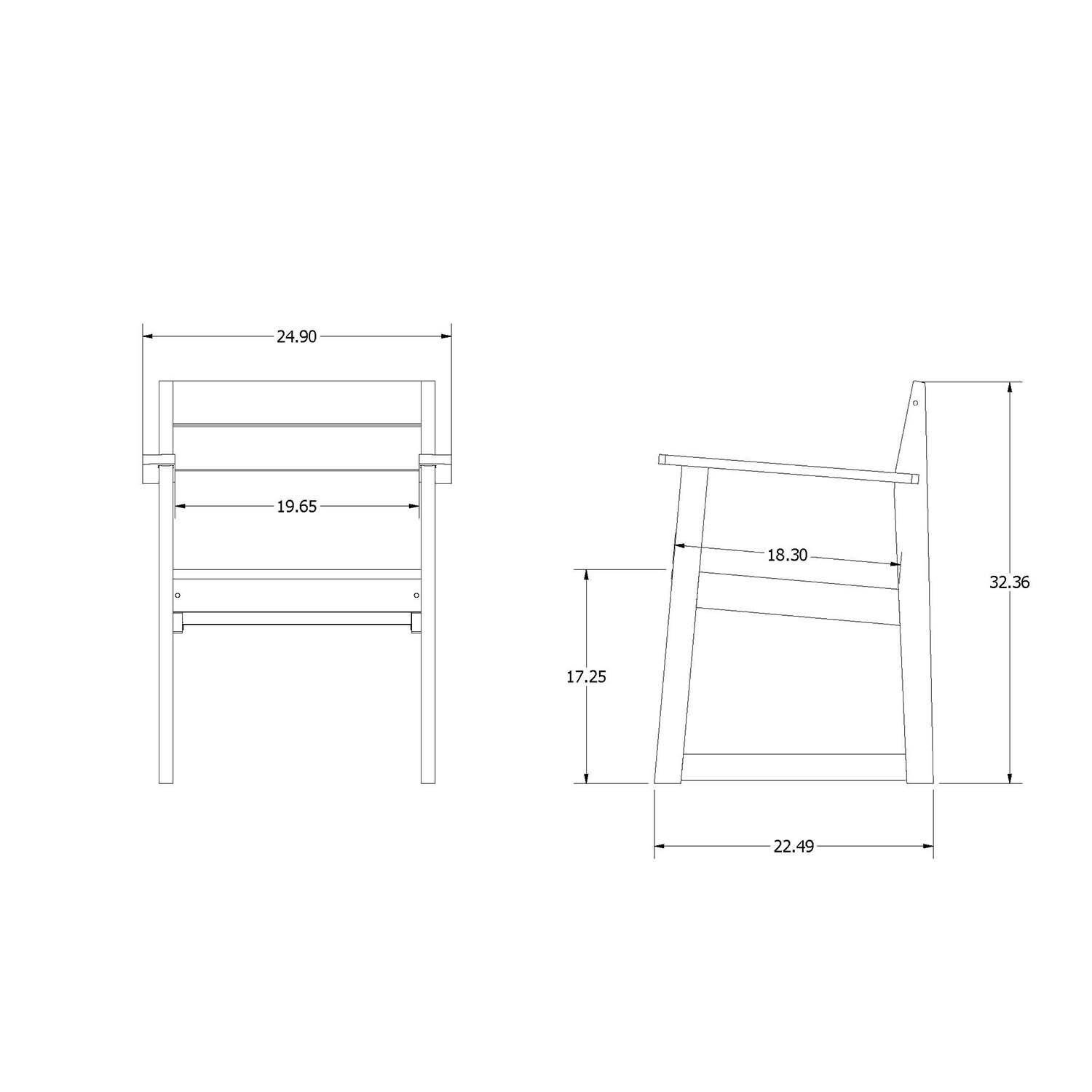 Hazel Cove Recycled Plastic Dining Arm Chair in Black Sand by Lakeview Outdoor Designs - Dimensional thumbnail