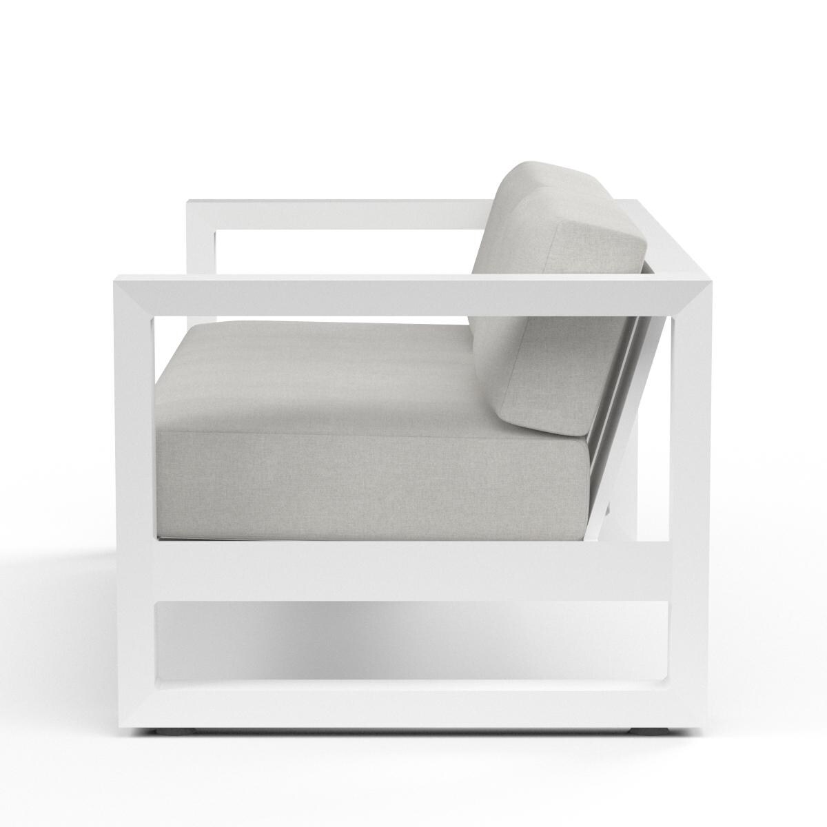 Sunset West - 4801-22-40433 - Newport Aluminum Patio Loveseat W/ Sunbrella Cast Silver Cushions - Side View thumbnail