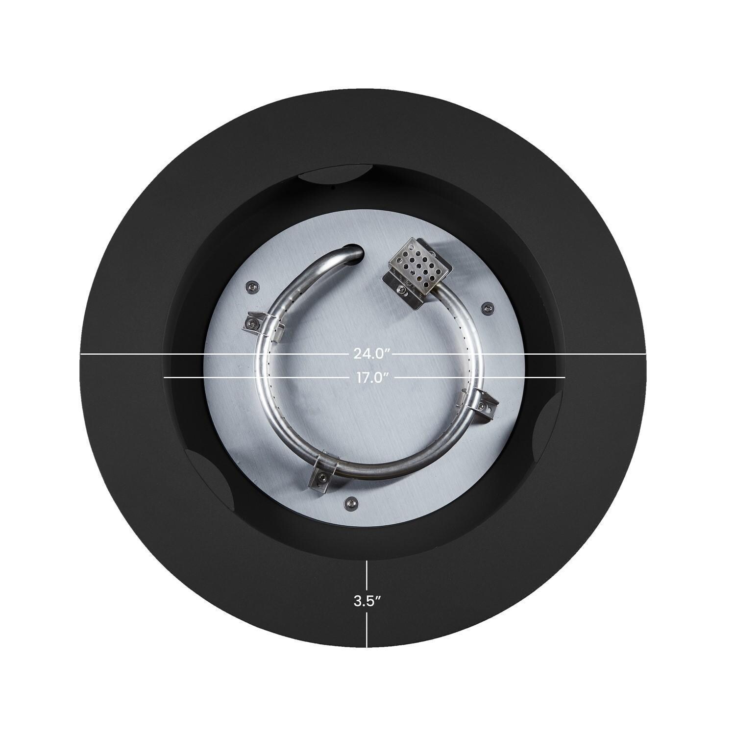 Elysian 3 Pc Powder Coated Steel 24 Inch Round Fire Pit in Black by Lakeview - Top - White Background thumbnail