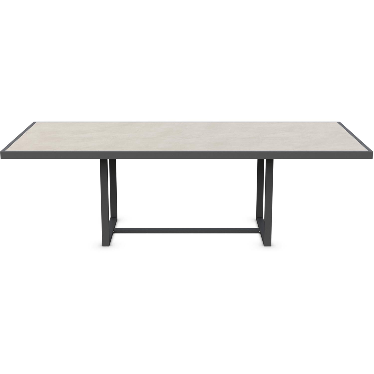 Azzurro Living Pavia 96 Inch Charcoal Aluminum Dining Table W/ Albarium Dekton Top - Front - White Background thumbnail