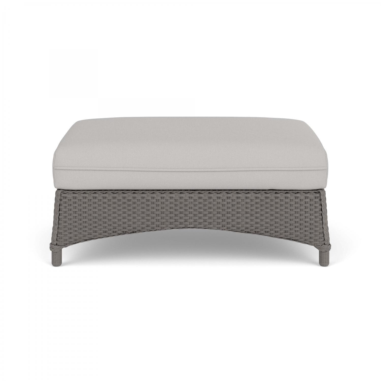 Lloyd Flanders Mandalay Large Ottoman in Pewter Finish with Tundra Dove fabric - Back thumbnail