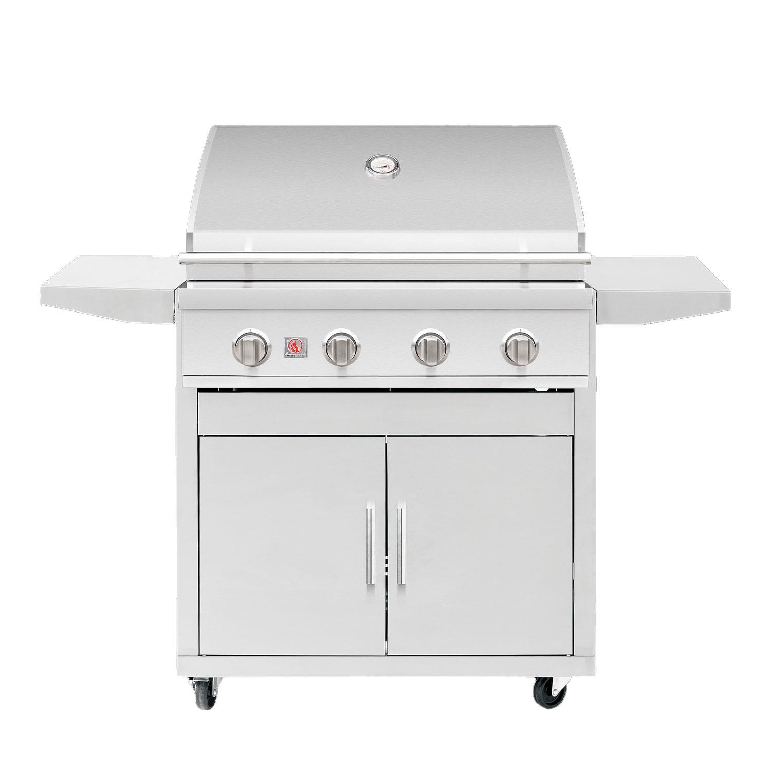 Summerset Sizzler 32-in 4 Burner Freestanding Natural Gas Grill w/ Rear Infrared Burner - SZR32 + CART-SZR32