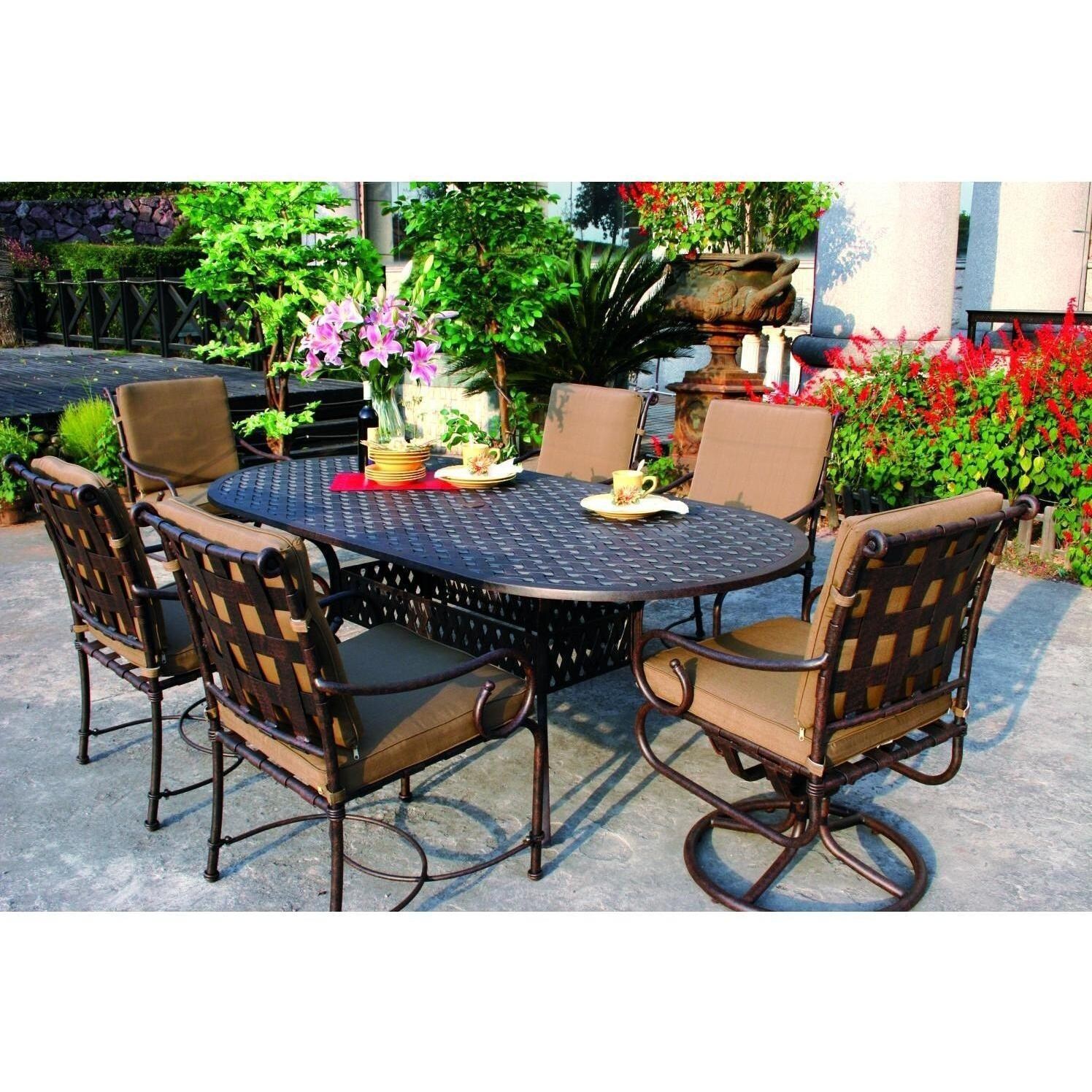 Darlee Malibu 6-Person Patio Dining Set - Antique Bronze thumbnail