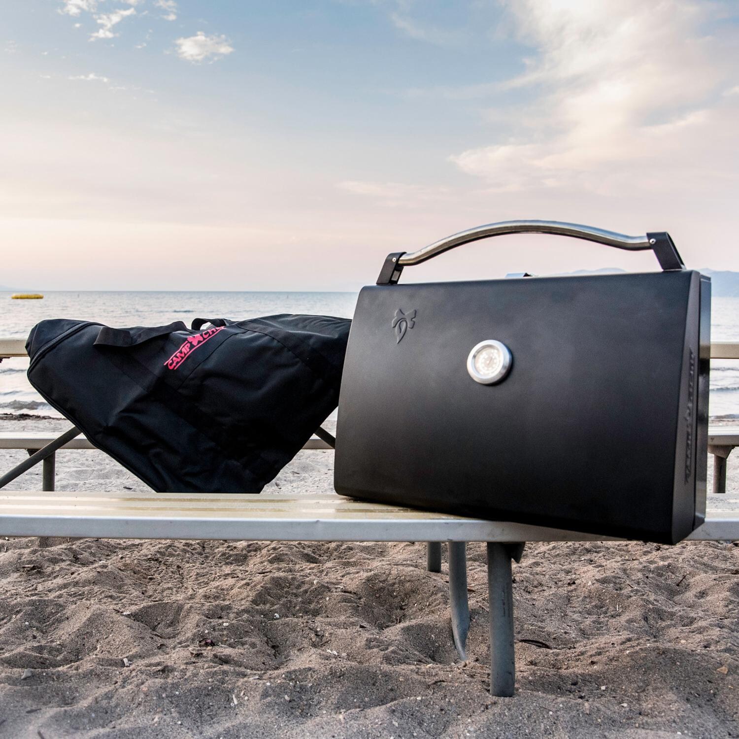 Camp Chef BB90BAG Deluxe BBQ Grill Box 90 Carry Bag - Shown With BB90 BBQ Grill Box Accessory thumbnail