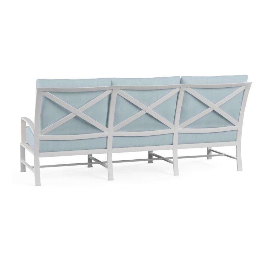 Bristol 3 Person Aluminum Sofa w/ Self Welt in White/Canvas Skyline by Sunset West - Back - White Background thumbnail