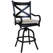 Monterey Aluminum Patio Bar Stool W/ Sunbrella Frequency Sand Cushion By Sunset West
