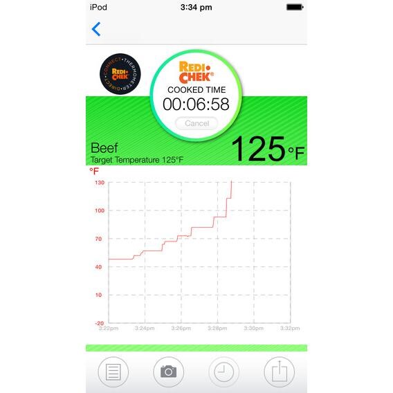 Maverick Direct Connect App-Enabled BBQ Thermometer - iChef App Screenshot Of Cook Time & Temperature thumbnail