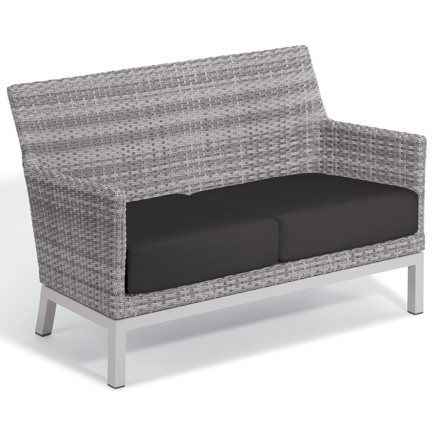 Argento Wicker Patio Loveseat W/ Jet Black Cushions By Oxford Garden image