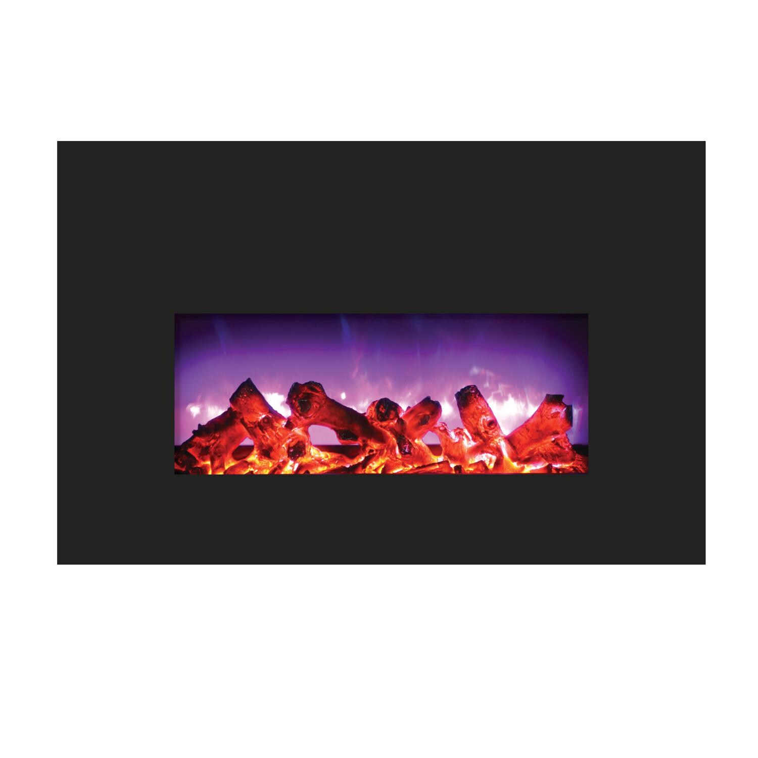 Amantii 26-inch Electric Fireplace Insert with Black Glass Surround - Blue Orange with Logs thumbnail