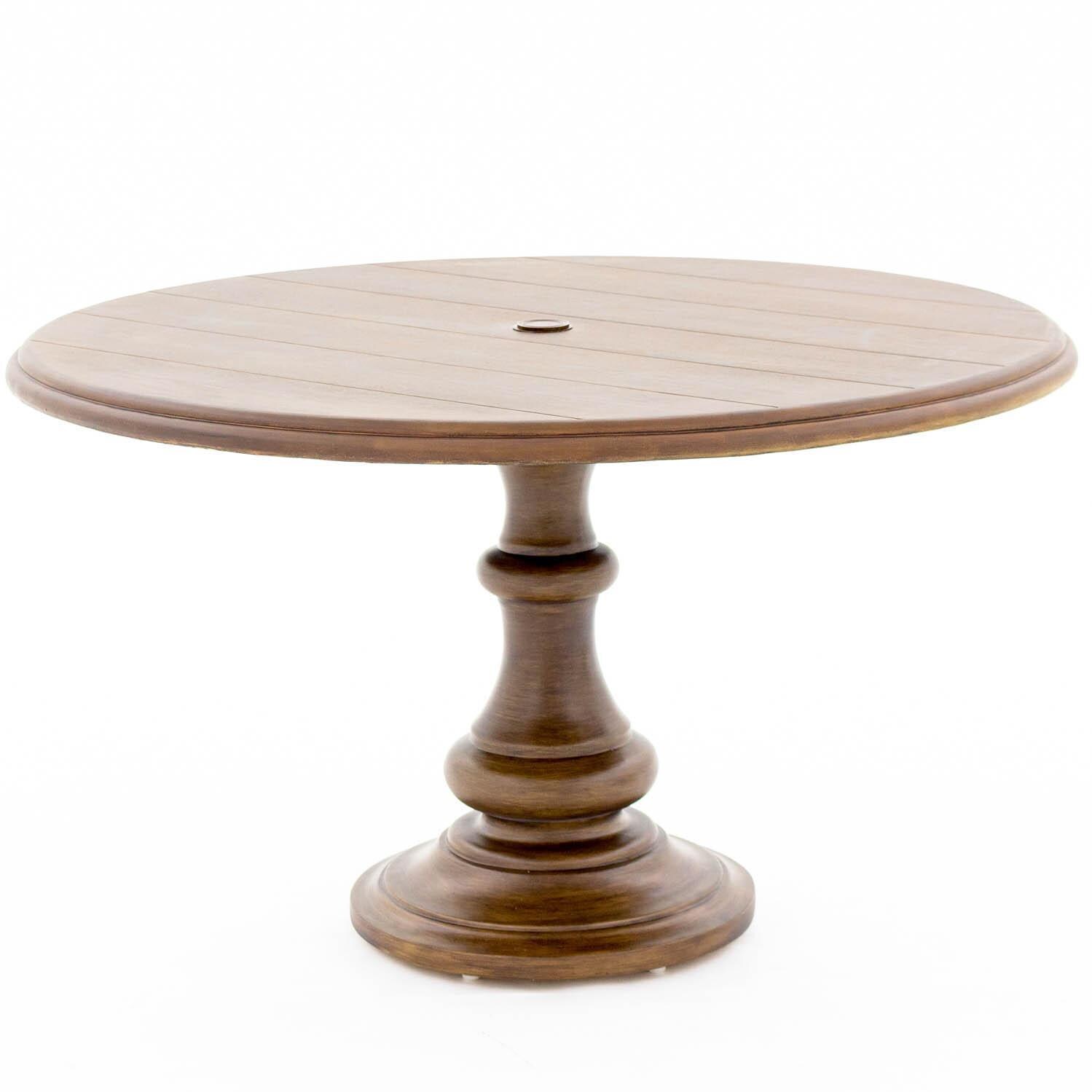 Arabella Aluminum 48 Inch Round Pedestal Patio Dining Table W/ GFRC Top
