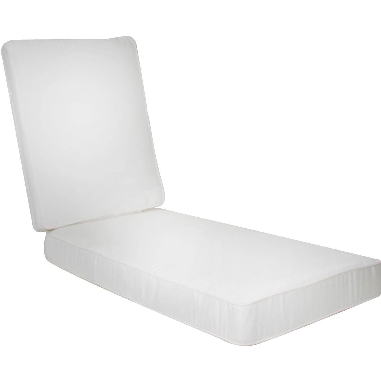 Long Replacement Chaise Lounge Cushion With Piping - Canvas Natural thumbnail