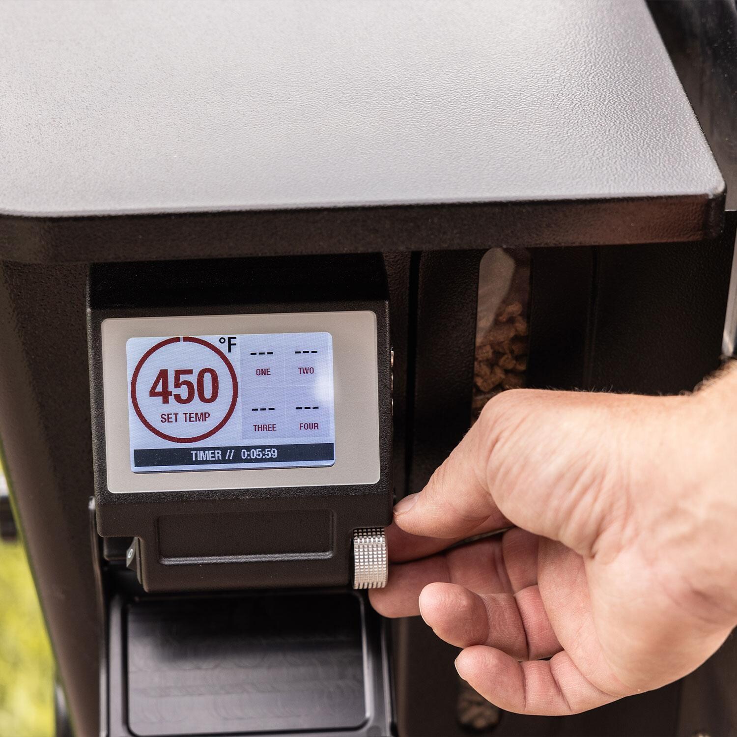 Camp Chef PG36SSG Woodwind SS 36 Pellet Grill With Propane Sidekick Griddle - Temperature Knob - Lifestyle thumbnail