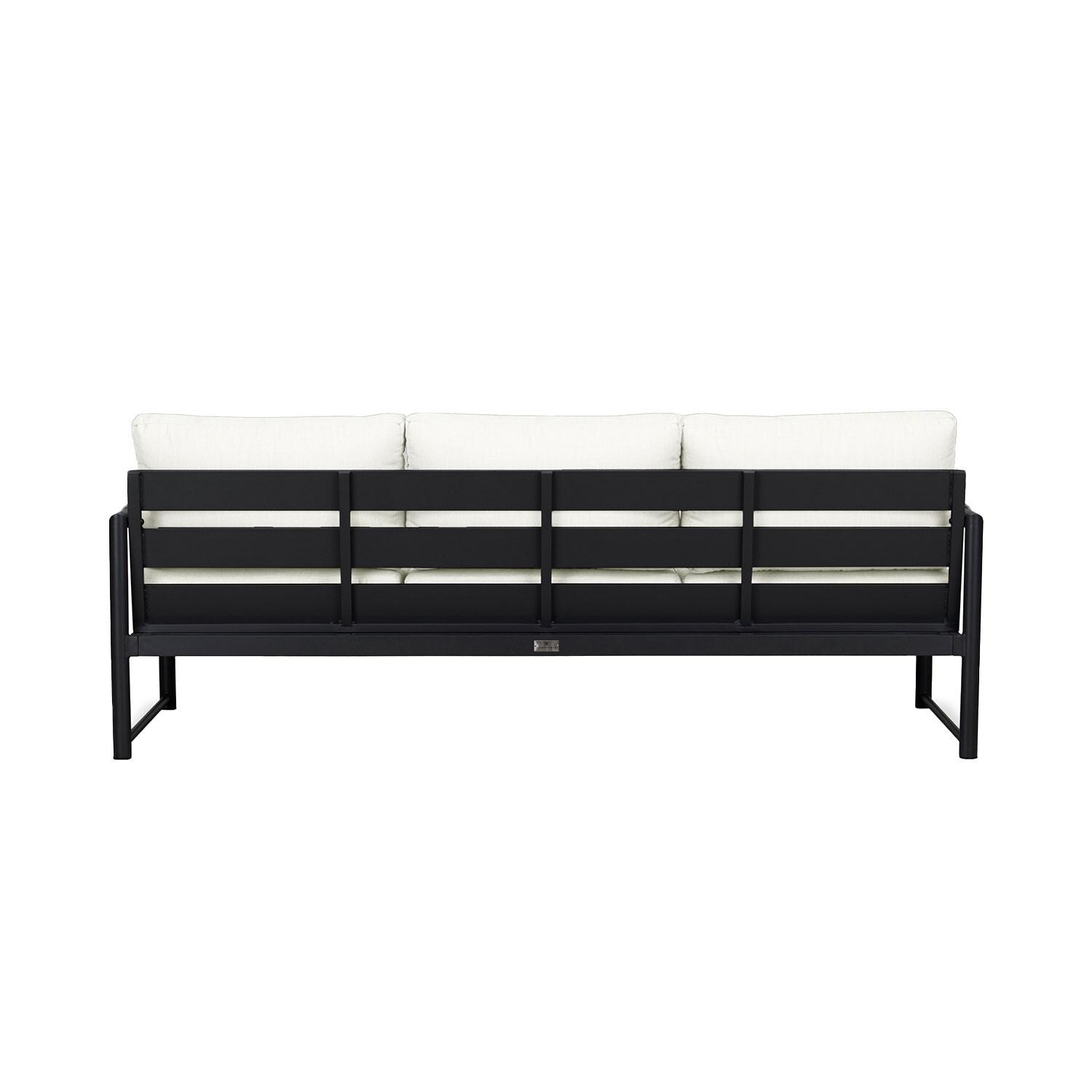 Lakeview AVEBAY-BK-CO-S-CN Avenue Bay Black/Carbon Sofa - Canvas Natural - Rear View - White Background thumbnail